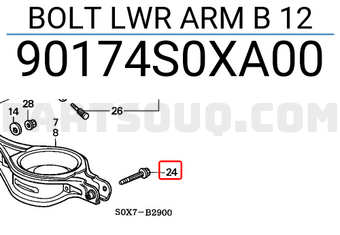 Honda 90174S0XA00 BOLT LWR ARM B 12