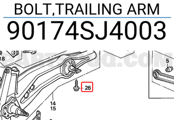 Honda 90174SJ4003 BOLT,TRAILING ARM