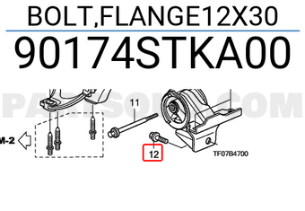 Honda 90174STKA00 BOLT,FLANGE12X30