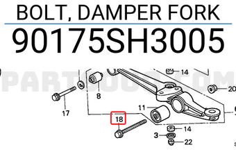 Honda 90175SH3005 BOLT, DAMPER FORK