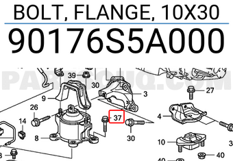 Honda 90176S5A000 BOLT, FLANGE, 10X30