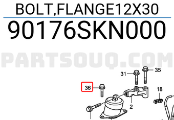 Honda 90176SKN000 BOLT,FLANGE12X30