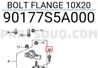 Honda 90177S5A000 BOLT FLANGE 10X20