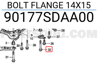 Honda 90177SDAA00 BOLT FLANGE 14X15