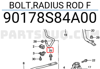 Honda 90178S84A00 BOLT,RADIUS ROD F