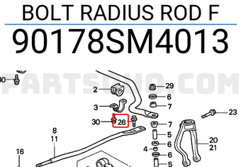 Honda 90178SM4013 BOLT RADIUS ROD F