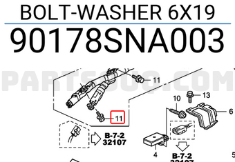 Honda 90178SNA003 BOLT-WASHER 6X19
