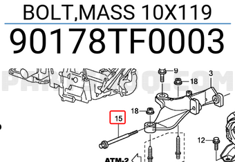 Honda 90178TF0003 BOLT,MASS 10X119