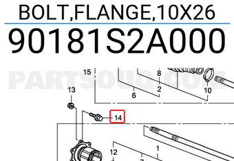Honda 90181S2A000 BOLT,FLANGE,10X26