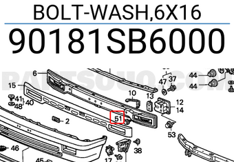 Honda 90181SB6000 BOLT-WASH,6X16