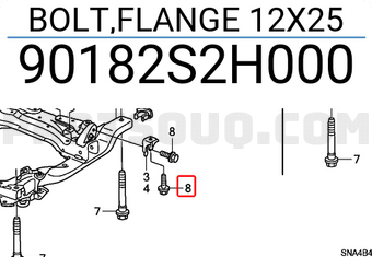 Honda 90182S2H000 BOLT,FLANGE 12X25