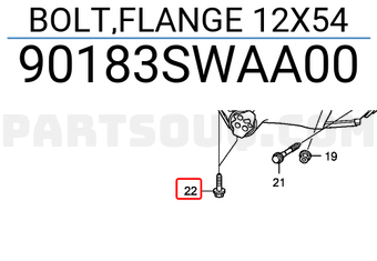 Honda 90183SWAA00 BOLT,FLANGE 12X54