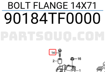 Honda 90184TF0000 BOLT FLANGE 14X71
