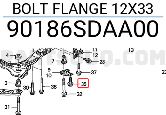 Honda 90186SDAA00 BOLT FLANGE 12X33