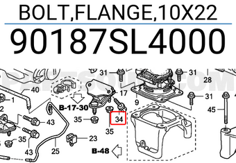 Honda 90187SL4000 BOLT,FLANGE,10X22