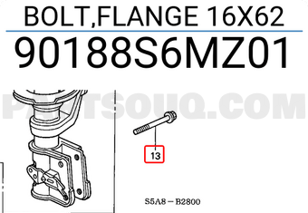 Honda 90188S6MZ01 BOLT,FLANGE 16X62