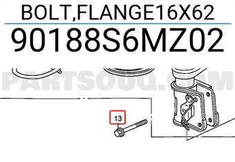 Honda 90188S6MZ02 BOLT,FLANGE16X62
