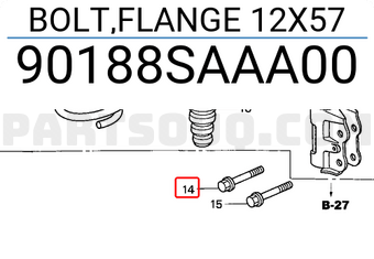 Honda 90188SAAA00 BOLT,FLANGE 12X57