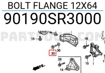 Honda 90190SR3000 BOLT FLANGE 12X64