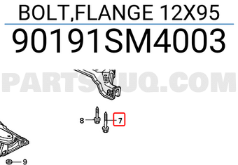 Honda 90191SM4003 BOLT,FLANGE 12X95