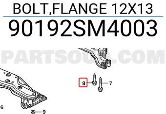 Honda 90192SM4003 BOLT,FLANGE 12X13