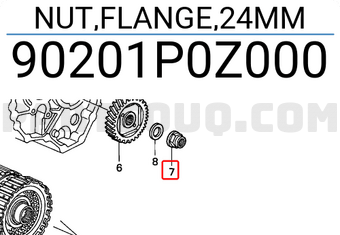 Honda 90201P0Z000 NUT,FLANGE,24MM