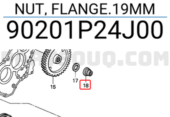 Honda 90201P24J00 NUT, FLANGE.19MM