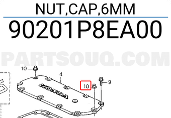 Honda 90201P8EA00 NUT,CAP,6MM