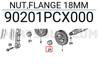Honda 90201PCX000 NUT,FLANGE 18MM