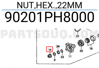 Honda 90201PH8000 NUT,HEX.,22MM