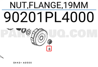 Honda 90201PL4000 NUT,FLANGE,19MM