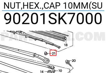 Honda 90201SK7000 NUT,HEX.,CAP 10MM(SU