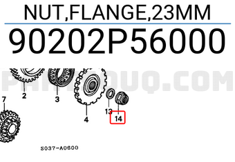 Honda 90202P56000 NUT,FLANGE,23MM