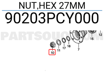 Honda 90203PCY000 NUT,HEX 27MM