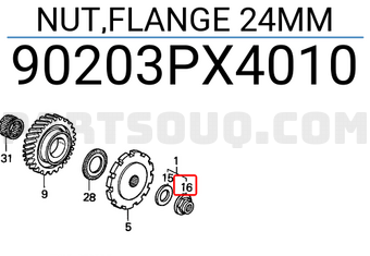 Honda 90203PX4010 NUT,FLANGE 24MM