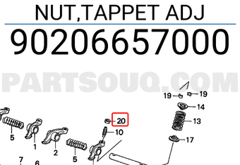 Honda 90206657000 NUT,TAPPET ADJ