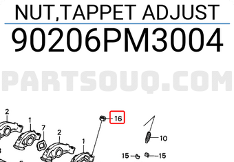 Honda 90206PM3004 NUT,TAPPET ADJUST