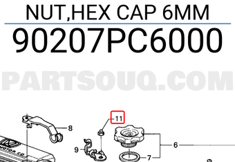 Honda 90207PC6000 NUT,HEX CAP 6MM