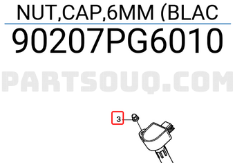 Honda 90207PG6010 NUT,CAP,6MM (BLAC