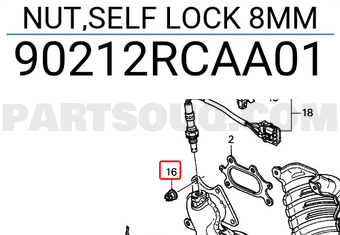Honda 90212RCAA01 NUT,SELF LOCK 8MM