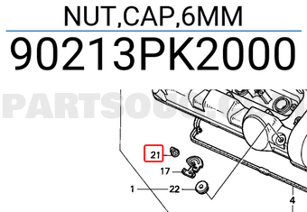 Honda 90213PK2000 NUT,CAP,6MM