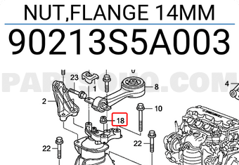 Honda 90213S5A003 NUT,FLANGE 14MM