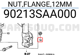 Honda 90213SAA000 NUT,FLANGE,12MM