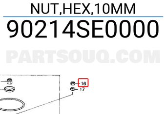 Honda 90214SE0000 NUT,HEX,10MM