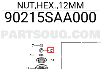 Honda 90215SAA000 NUT,HEX.,12MM