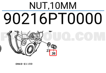 Honda 90216PT0000 NUT,10MM
