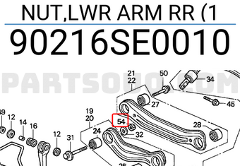 Honda 90216SE0010 NUT,LWR ARM RR (1