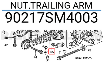 Honda 90217SM4003 NUT,TRAILING ARM