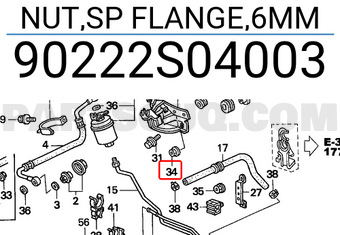 Honda 90222S04003 NUT,SP FLANGE,6MM
