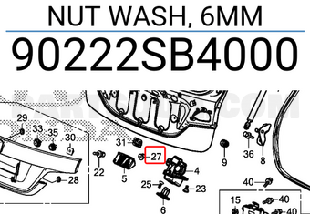 Honda 90222SB4000 NUT WASH, 6MM